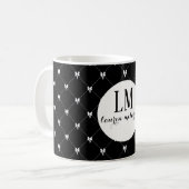 Monogram Zwarte en Witte Strik Script Koffiemok (Voorkant links)