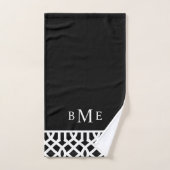 Monogram zwarte en witte Trellis | bewerkbare kleu Bad Handdoek (Handdoek)