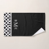 Monogram zwarte en witte Trellis | bewerkbare kleu Bad Handdoek (Handdoek)