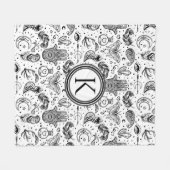 Monogram zwarte en witte vlinder Boho Elements Fleece Deken (Voorkant (Horizontaal))