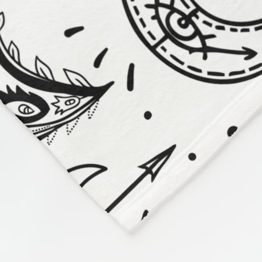 Monogram zwarte en witte vlinder Boho Elements Fleece Deken (Hoek)