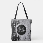 Monogram zwarte en zilveren glitter munten tote bag (Achterkant)