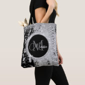 Monogram zwarte en zilveren glitter munten tote bag (Dichtbij)