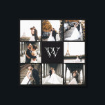 Monogram zwarte foto-inklage grens canvas afdruk<br><div class="desc">Haal dit monogrammed ontwerp met 8 van je favoriete foto's erop. Het heeft een plaats voor u om uw initiaal toe te voegen. Dit is geweldig voor trouwfoto's,  baby foto's en familiefoto's.</div>