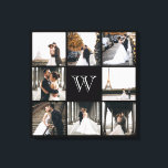 Monogram zwarte foto-inklage grens canvas afdruk<br><div class="desc">Haal dit monogrammed ontwerp met 8 van je favoriete foto's erop. Het heeft een plaats voor u om uw initiaal toe te voegen. Dit is geweldig voor trouwfoto's,  baby foto's en familiefoto's.</div>