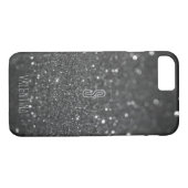 Monogram zwarte glitter Case-Mate iPhone case (Achterkant (Horizontaal))