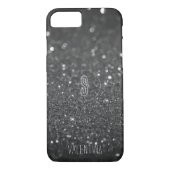 Monogram zwarte glitter Case-Mate iPhone case (Achterkant)