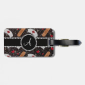 Monogram zwarte glitter verpleegster pet hart bagagelabel (Achterkant horizontaal)