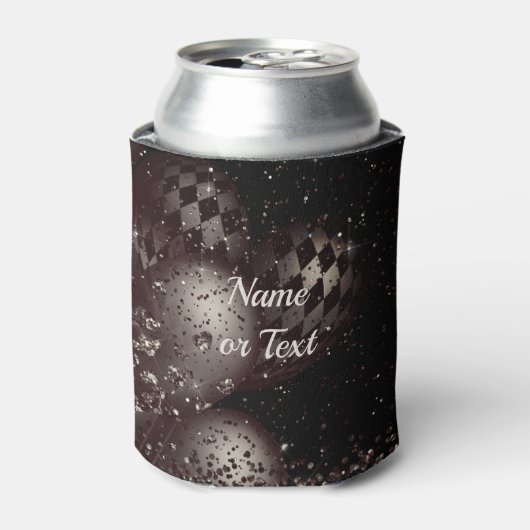 Monogram zwarte glitterballonnen schitteren elegan blikjeskoeler (Blikje Voorkant)