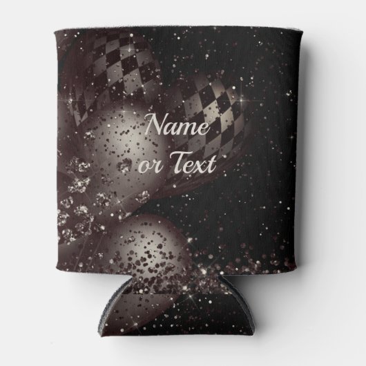 Monogram zwarte glitterballonnen schitteren elegan blikjeskoeler (Voorkant)