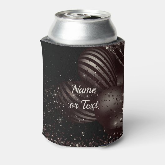 Monogram zwarte glitterballonnen schitteren elegan blikjeskoeler (Blikje Achterkant)