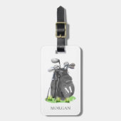 Monogram Zwarte Golfbag Bagagelabel (Voorkant verticaal)