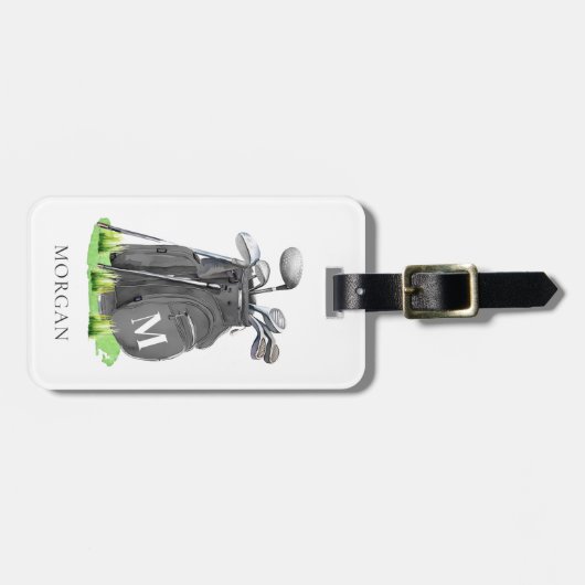 Monogram zwarte golftas bagagelabel (Voorkant horizontaal)