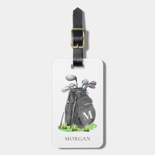 Monogram zwarte golftas bagagelabel (Voorkant verticaal)