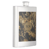 Monogram Zwarte Goud Marmer Agate Bruidsjonker cad Flacon (Rechts)