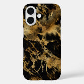 Monogram Zwarte Goud Marmer Aquarel Alcoholinkt Case-Mate iPhone Case (Achterkant)