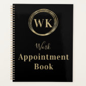 Monogram zwarte goudcirkels Werken Benoemingboek Planner (Voorkant)