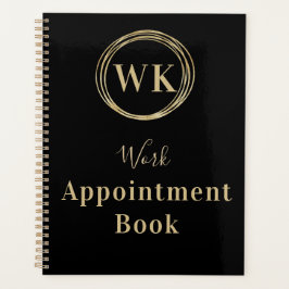 Monogram zwarte goudcirkels Werken Benoemingboek Planner
