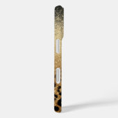 Monogram Zwarte Gouden Glitter Luipaardprint Case-Mate iPhone Case (Achterkant / Rechts)