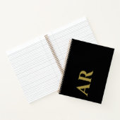 Monogram Zwarte Gouden Initialen Minimalistisch Ch Notitieboek (Binnen)