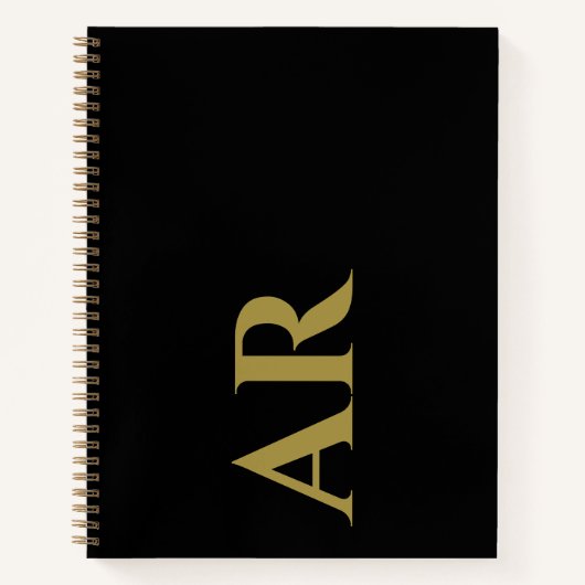 Monogram Zwarte Gouden Initialen Minimalistisch Ch Notitieboek (Voorkant)