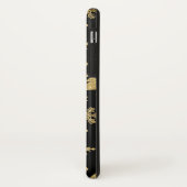 Monogram zwarte gouden kerstboomschilfers Case-Mate iPhone case (Achterkant/links)