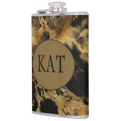 Monogram Zwarte Gouden Marmer Agate Bruidsfeest Ca Heupfles (Links)