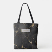 Monogram Zwarte Gouden Marmer Draai Bruidsmeisje Tote Bag (Achterkant)