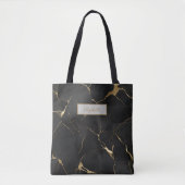 Monogram Zwarte Gouden Marmeren Wervel Bruidsmeisj Tote Bag (Voorkant)