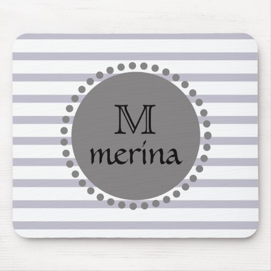 Monogram zwarte gouden streep Cirkel Muismat (Voorkant)
