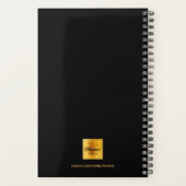 Monogram zwarte goudgeometrische burgungbloem planner (Achterkant)