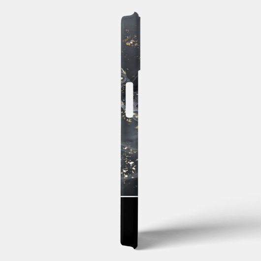 Monogram zwarte goudglitter Abstracte inktkunst Case-Mate iPhone Case (Achterkant / Rechts)