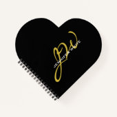 Monogram zwarte goudkleur Gewoon Moderne Naam Notitieboek (Voorkant)