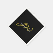 Monogram zwarte goudkleur Gewoon Moderne Naam Servet (Hoek)