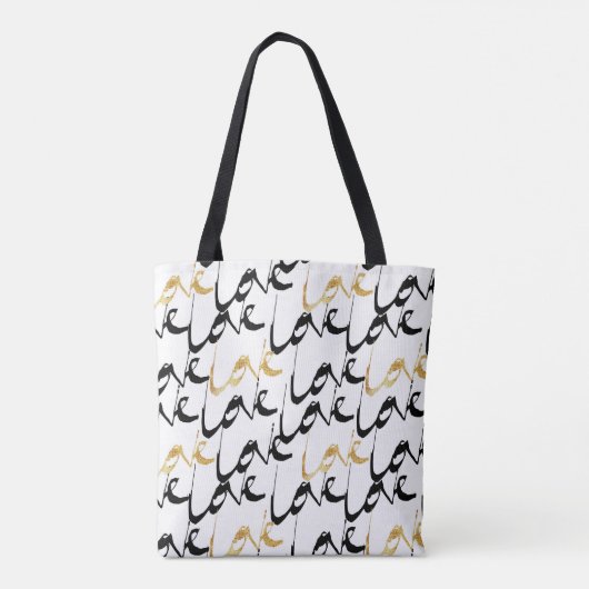 Monogram zwarte & goudliefhebber Canvas tas (Achterkant)