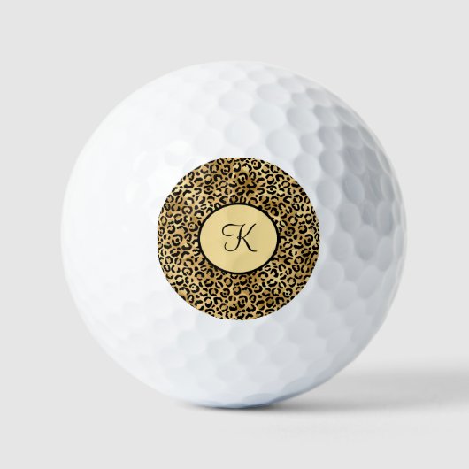 Monogram zwarte goudluipaard Afdrukken Cheetah Pri Golfballen (Voorkant)
