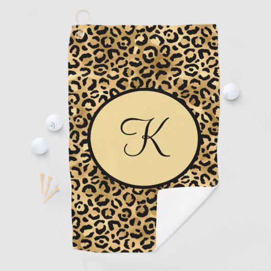 Monogram zwarte goudluipaard Afdrukken Cheetah Pri Golfhanddoek (Insitu)