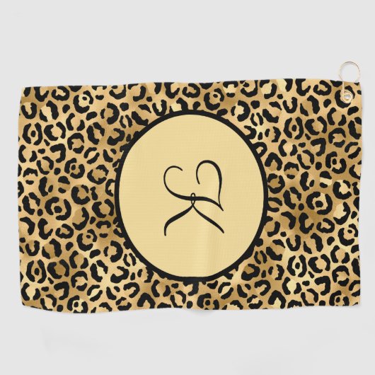 Monogram zwarte goudluipaard Afdrukken Cheetah Pri Golfhanddoek (Horizontaal)