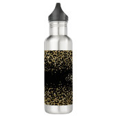 Monogram zwarte goudluis afdrukken Glitter-bekledi Waterfles (Links)