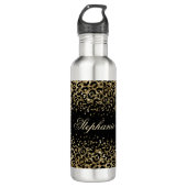 Monogram zwarte goudluis afdrukken Glitter-bekledi Waterfles (Voorkant)