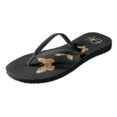 Monogram zwarte goudvlinder teenslippers (Schuin)