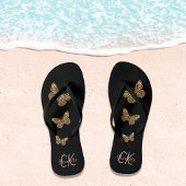 Monogram zwarte goudvlinder teenslippers