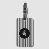 Monogram zwarte, grijze en witte streep bagagelabel (Voorkant (verticaal))