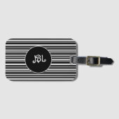 Monogram zwarte, grijze en witte streep bagagelabel (Voorkant (horizontaal))