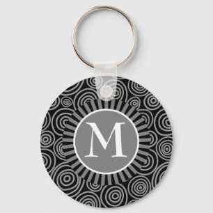 Monogram zwarte grijze spiraaltjes - Mannen specia Sleutelhanger