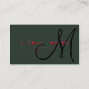 Monogram zwarte groene kleur achtergrond visitekaartje