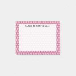 Monogram Zwarte Honingraat op Anjer Roze Post-it® Notes