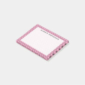 Monogram Zwarte Honingraat op Anjer Roze Post-it® Notes (Schuin)