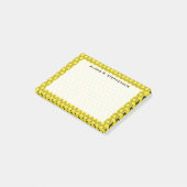 Monogram Zwarte Honingraat op Geel Post-it® Notes (Schuin)