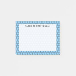 Monogram Zwarte Honingraat op Hemelblauw Post-it® Notes